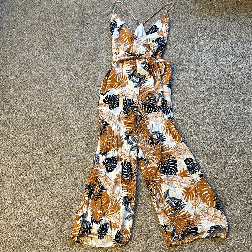 Forever21 palm jumpsuit